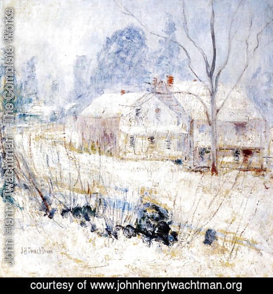 John Henry Twachtman - Country House In Winter  Cos Cob