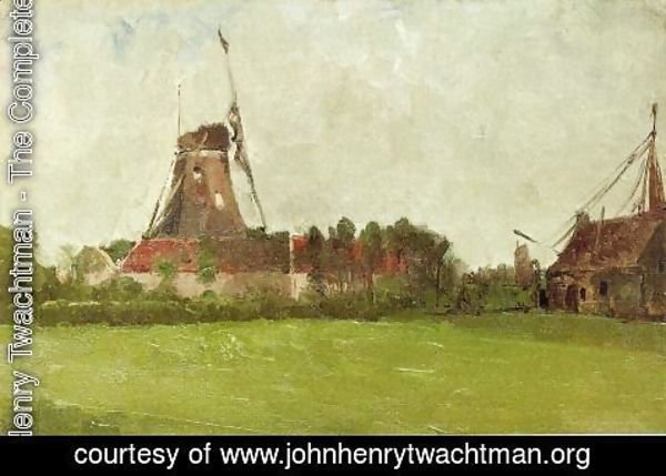 John Henry Twachtman - Holland Aka Windmill In The Dutch Countryside