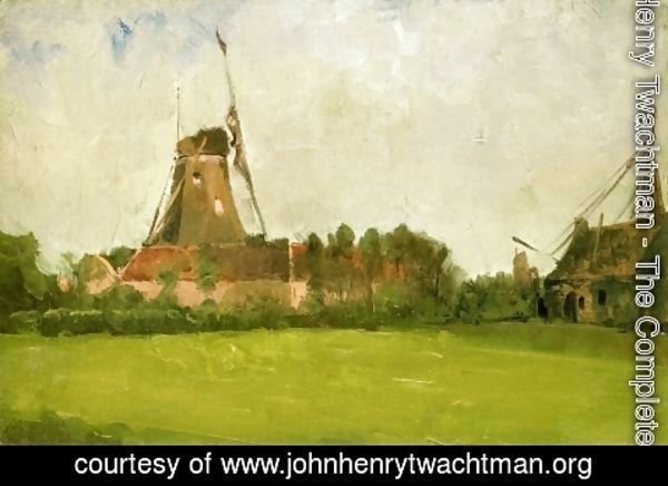 John Henry Twachtman - Windmill In The Dutch Countryside