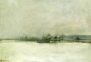 John Henry Twachtman - Winter Landscape With Barn